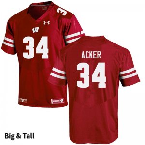 Men's Wisconsin Badgers NCAA #34 Jackson Acker Red Authentic Under Armour Big & Tall Stitched College Football Jersey TP31N12SH